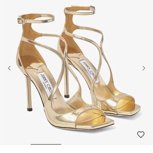 Jimmy Choo Metallic Gold Ankle Strap Heels